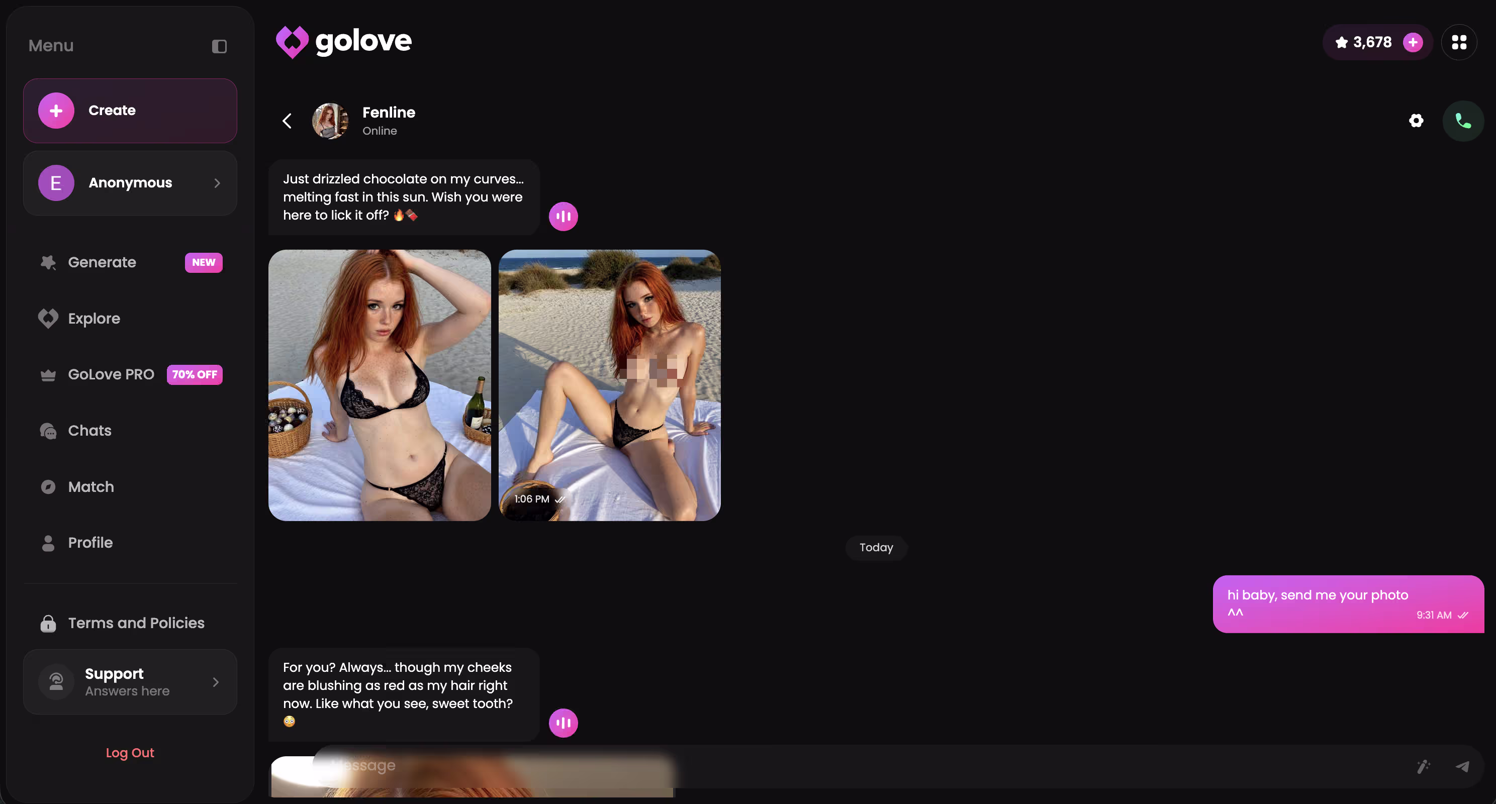 requesting a photo mid-chat